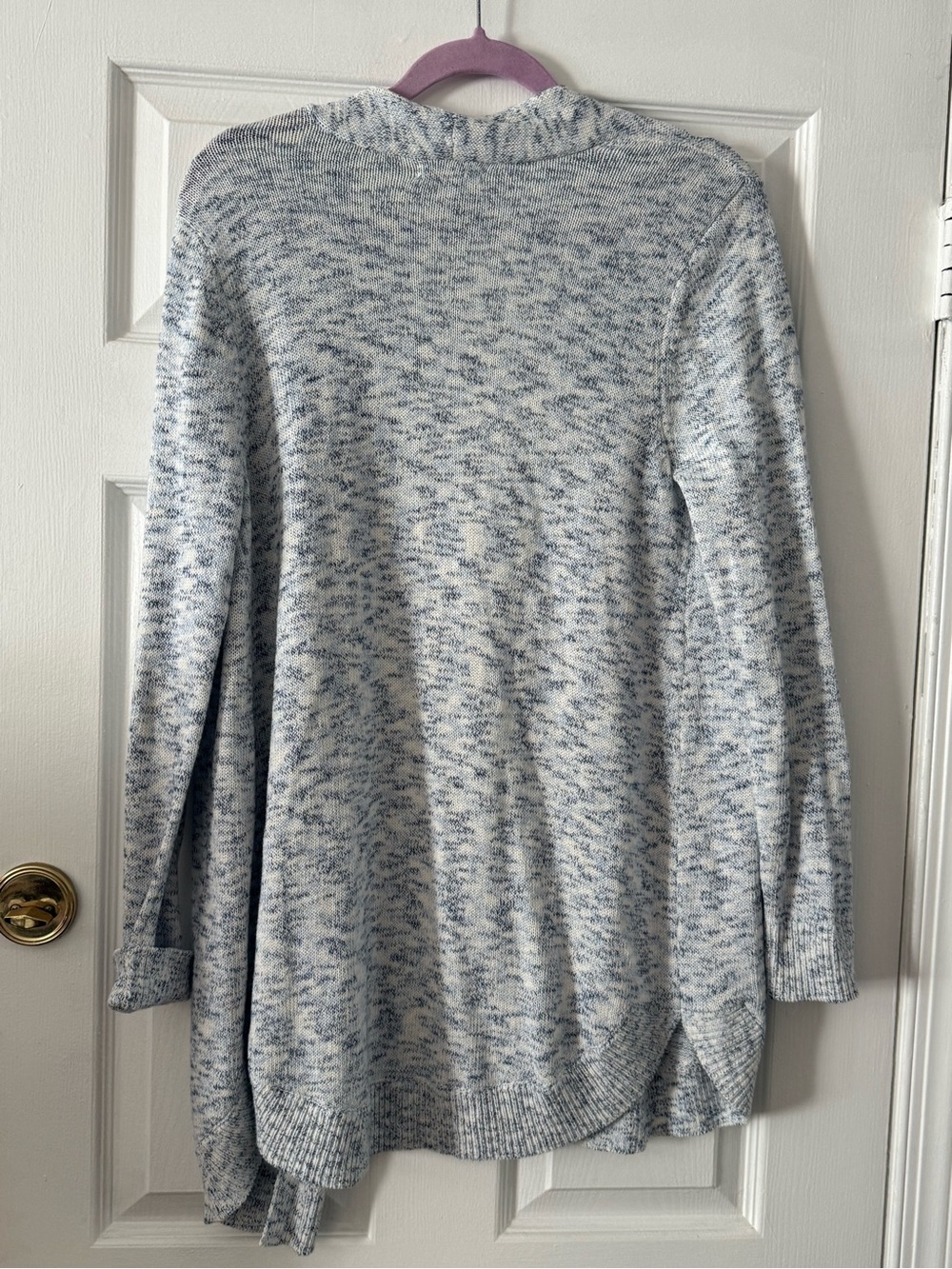 Charter Club Open-Front Heathered Blue Cardigan - Picture 5 of 6